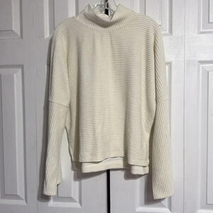 Madewell Off-White Ribbed Turtleneck Sweater